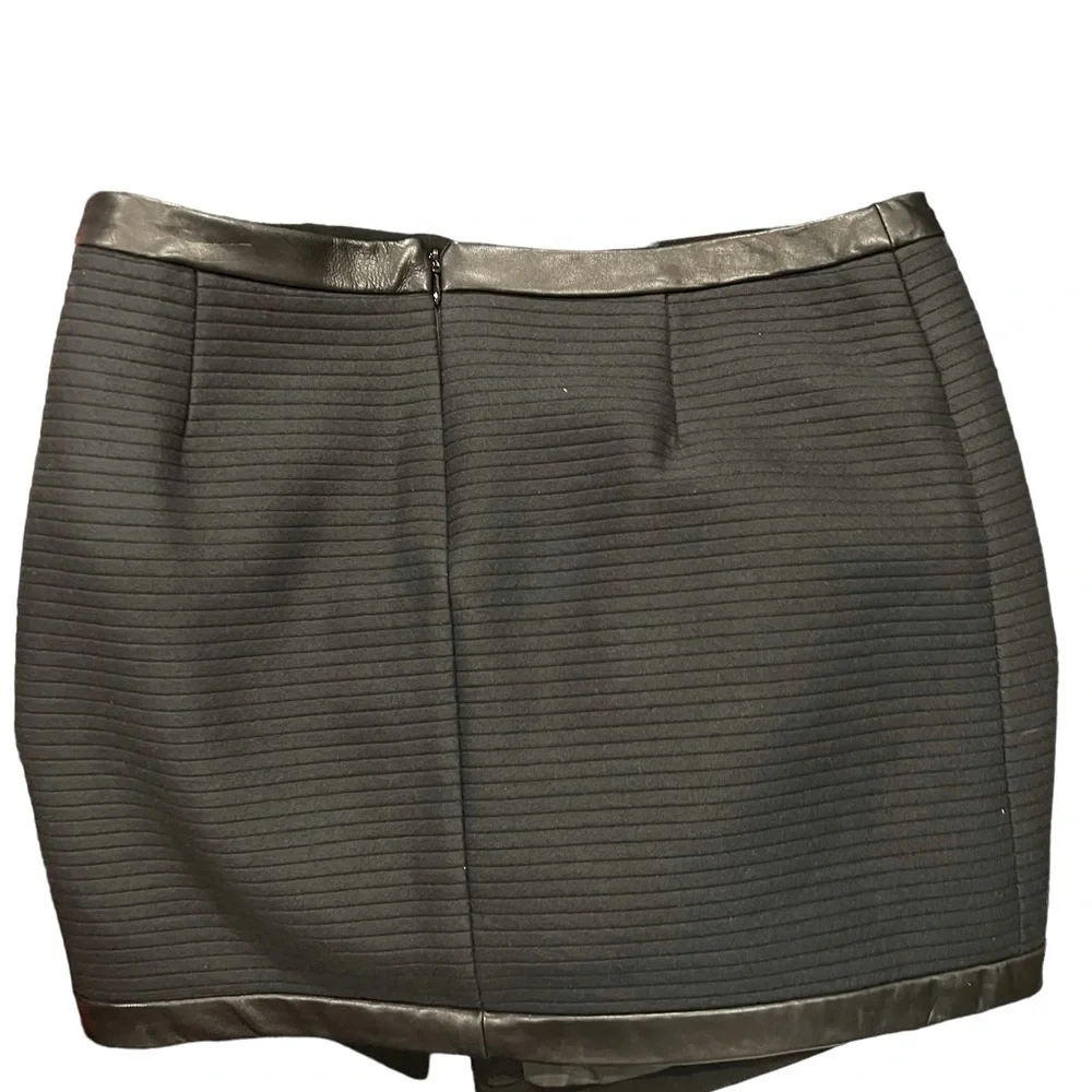 Rag Bone Wool Blend Lamb Leather Trim Silk Accent Mini Skirt Size 10 - Picture 10 of 11